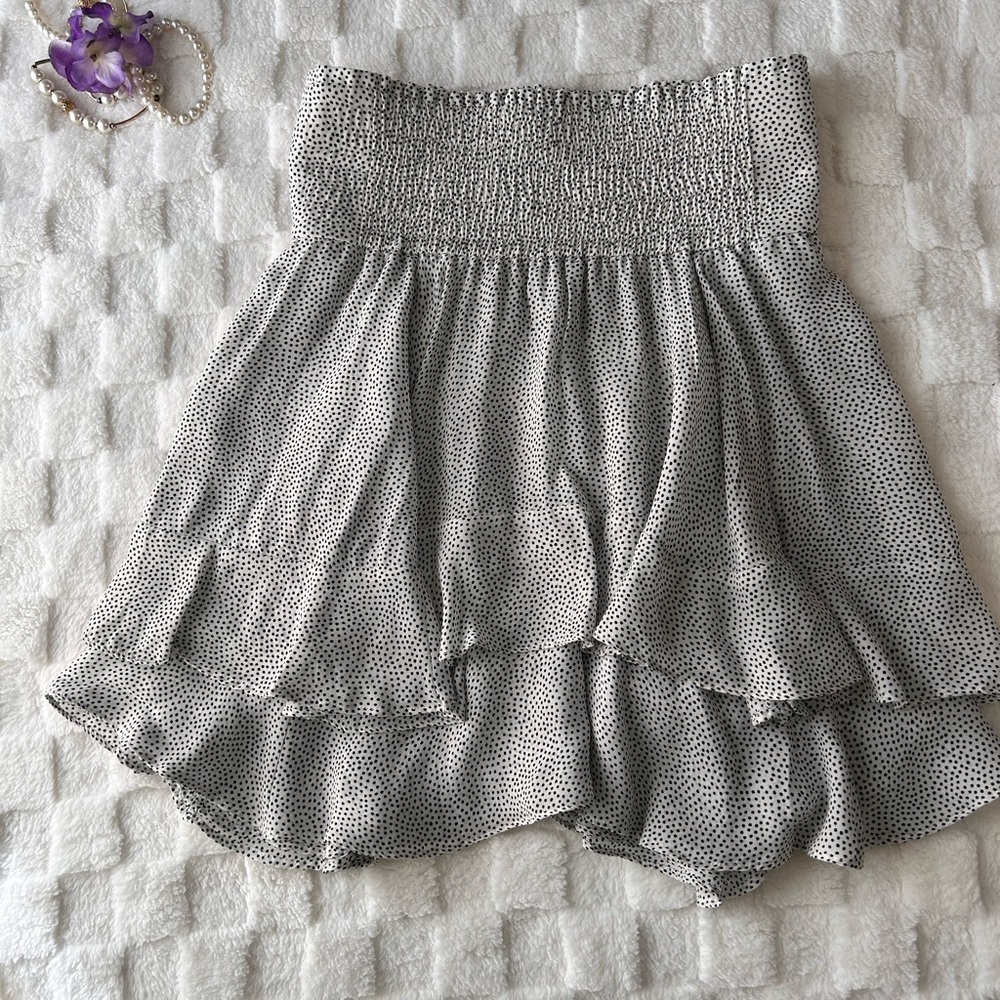 ALC Black and White Smocked Bubble Mini Skirt